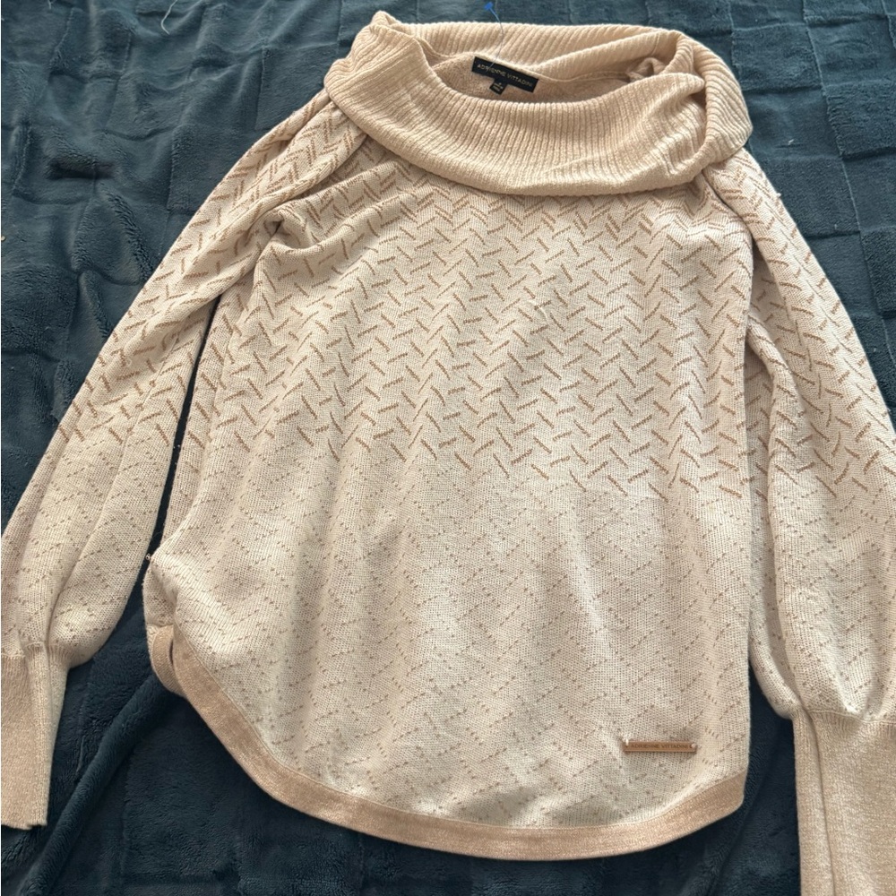 Adrienne Vittadini Cream Cowl Neck Sweater